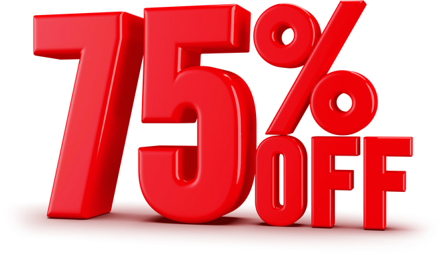 75 Percent Off 3D Number Discount